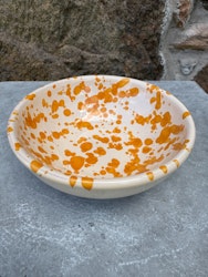 Handgjord skål 12,5 cm. Spruzzi. Ockragul.