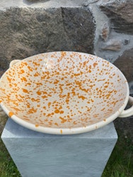 Handgjord fat 38 cm. Spruzzi. Ockragult.