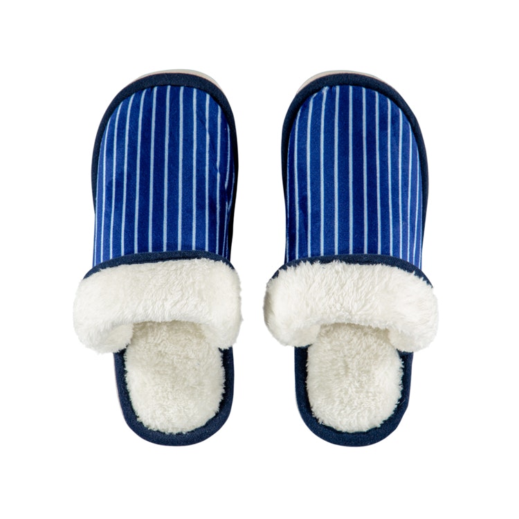 Pantoffels blauw (gestreept)