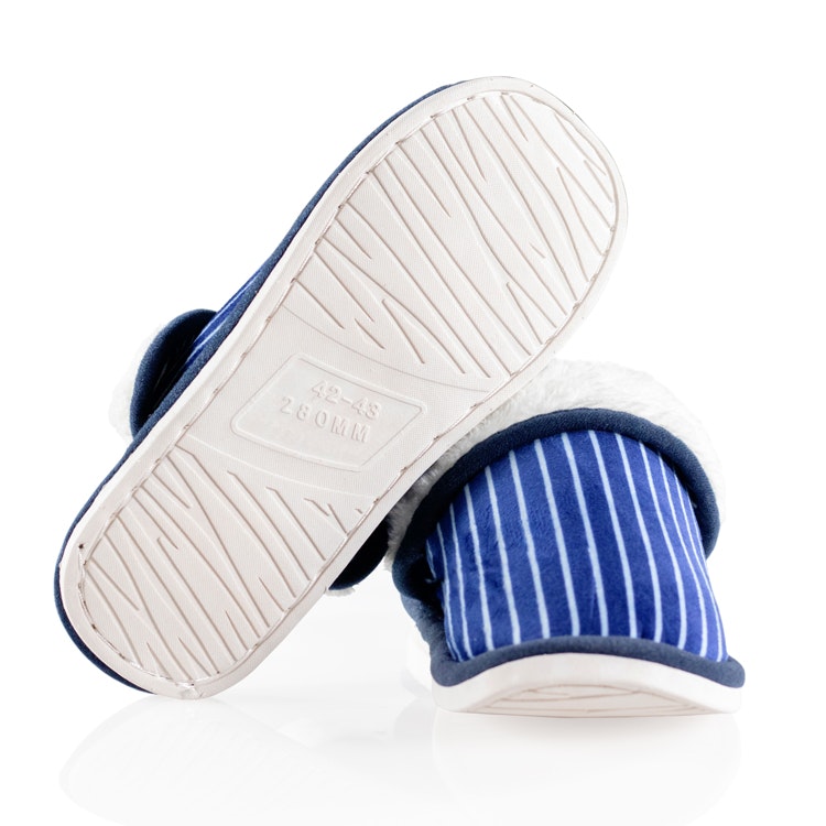 Pantoffels blauw (gestreept)