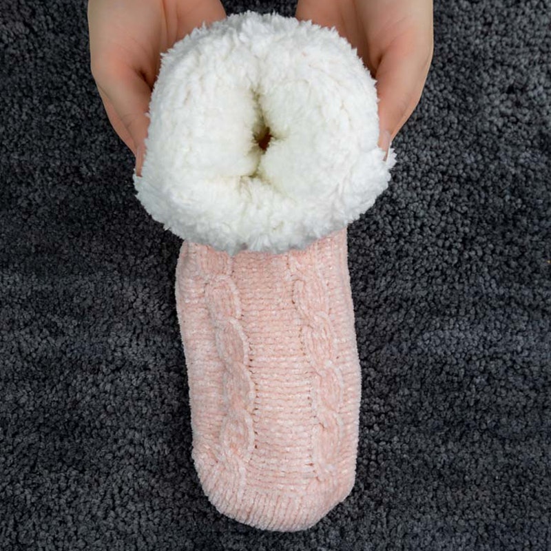 Gevoerde warme sokken (roze)