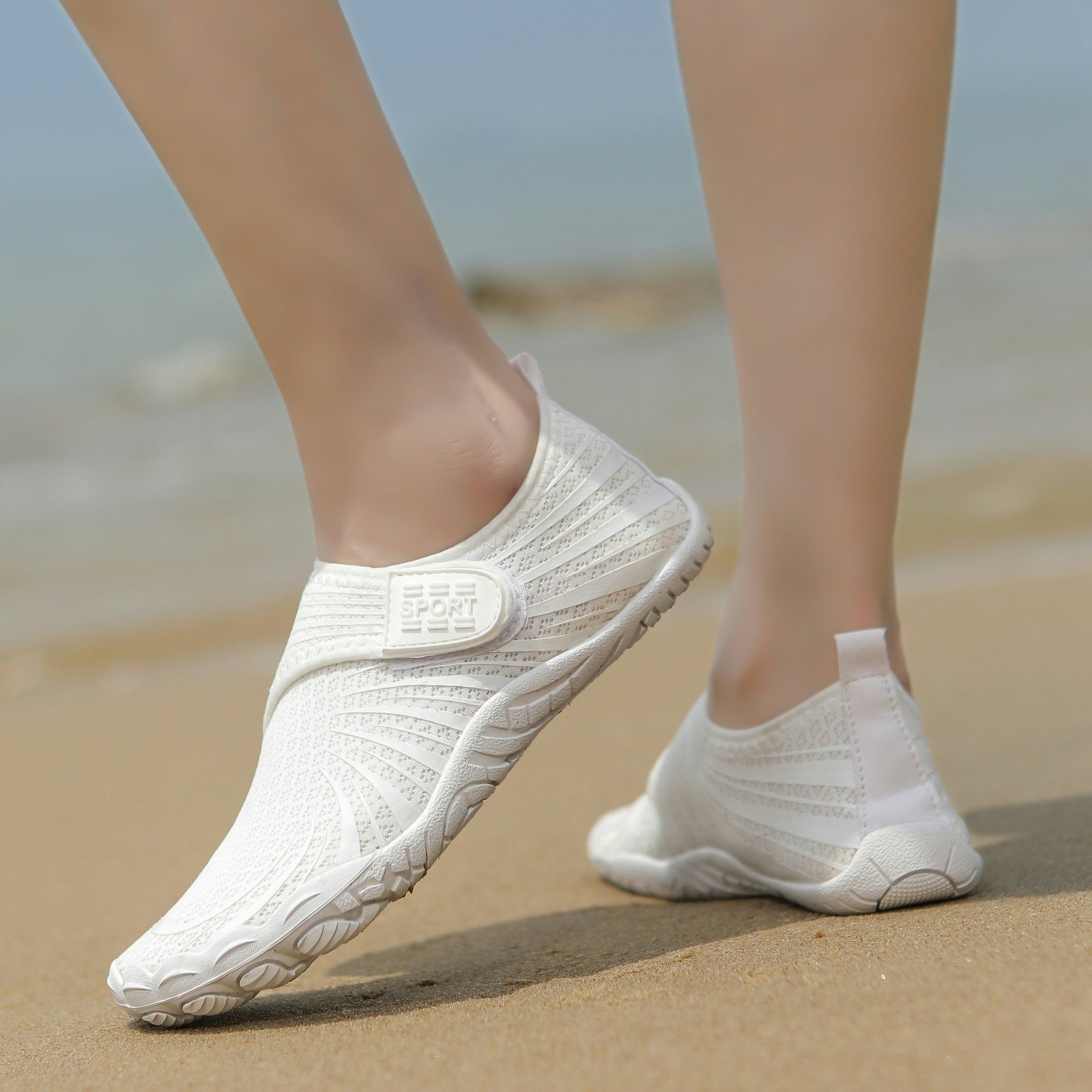 Barfotaskor velcro (Vit)