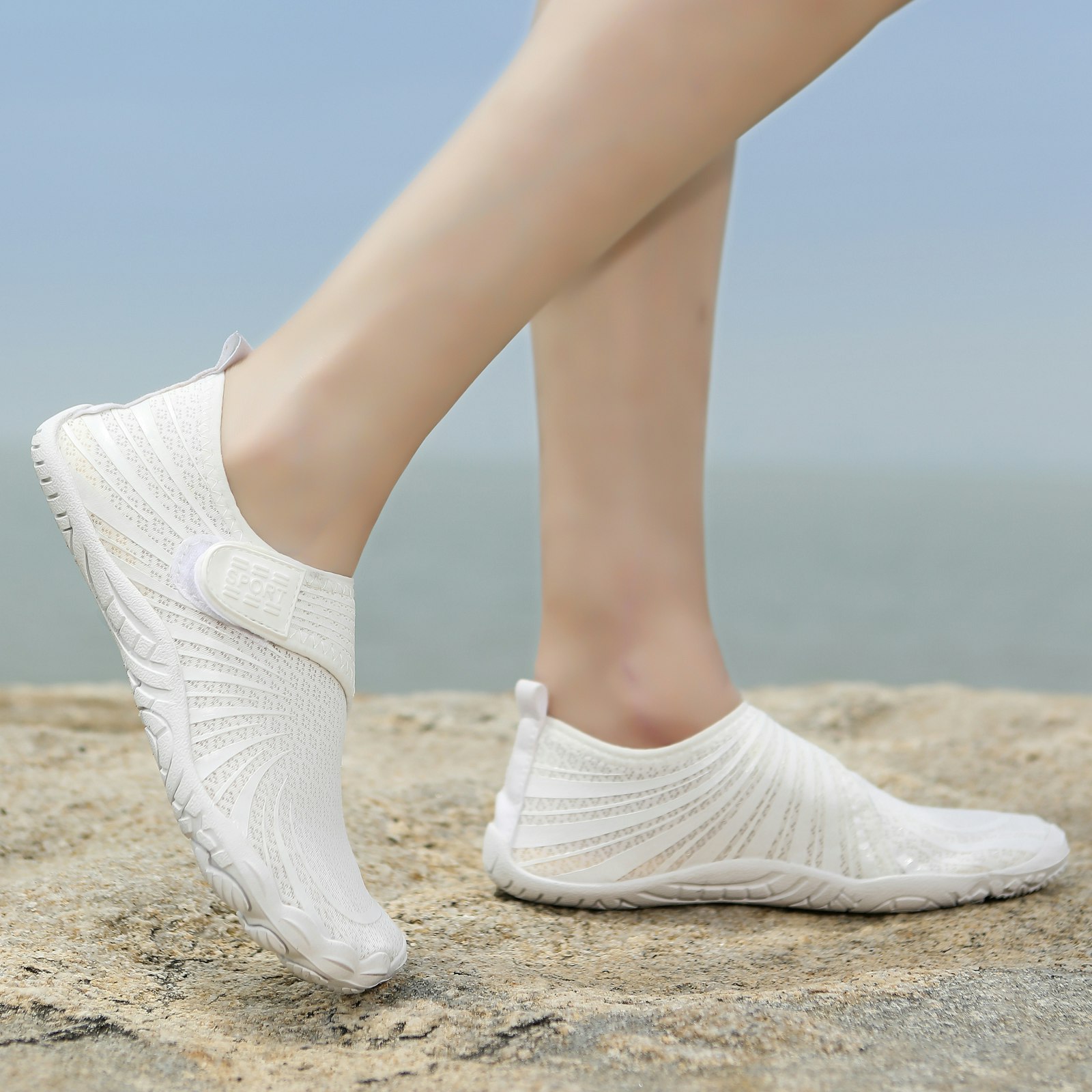 Barfotaskor velcro (Vit)
