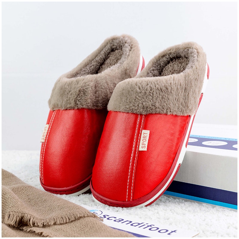 Leren pantoffels (rood)