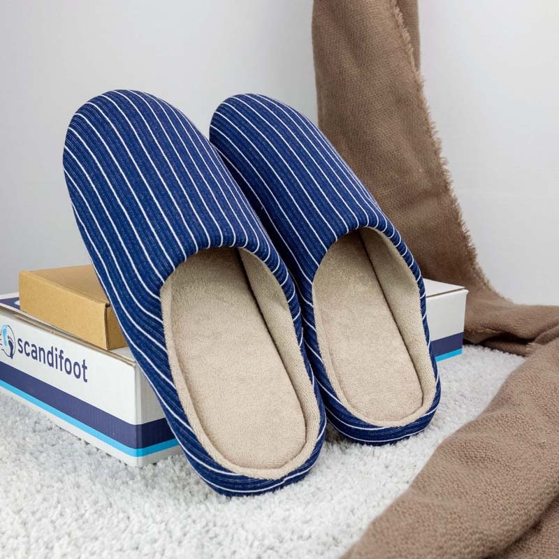 Gestreepte pantoffels (blauw)