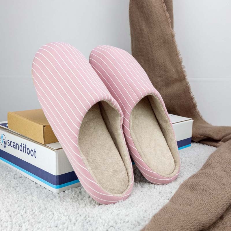 Gestreepte pantoffels (roze)