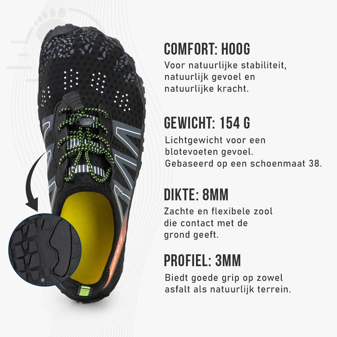 Barefoot schoenen zwart (sport)