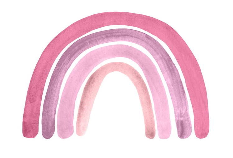 Babylove, pink rainbow, regnbue wallsticker