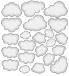 Babylove, grå skyer wallstickers 22 st.