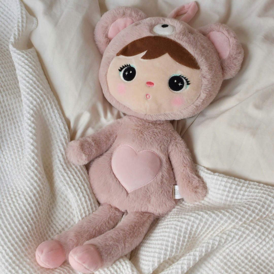 Lyserød teddybjørn, stor dukke med navn