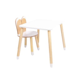 Møbelsæt stol med bord, kanin hvid