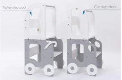 Bygbar læringstårn taburet bil, sort/hvid