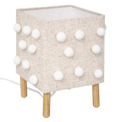 Bordlampe med pomponer linned, natur