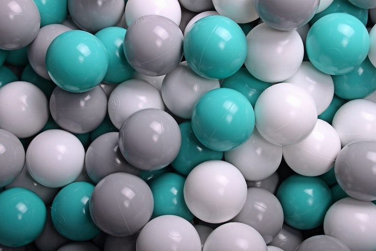 Meow, Blågrå bygbar legeplads med boldbassin i fløjl, 100 bolde