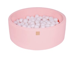 Meow, lyserød boldbassin med 250 bolde i hvid