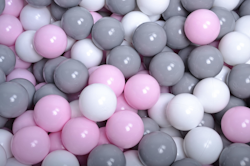 Meow, lysegrå boldbassin med 300 bolde (grå, hvid, lyserød)