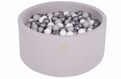Meow, lysegrå boldbassin med 300 bolde (hvid, sølv, grå)