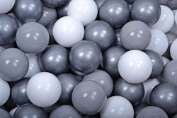 Meow, lysegrå boldbassin med 300 bolde (hvid, sølv, grå)