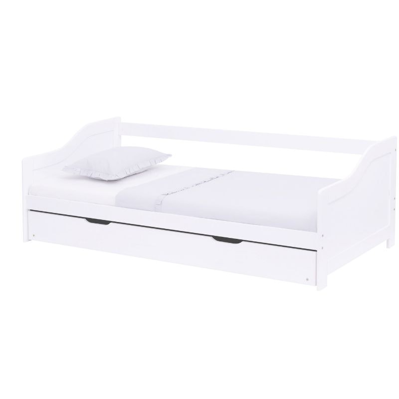 Hvid seng med udtræksseng 90x200 cm