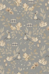 Mrs Mighetto, tapet Forest Flowers, Dove blue