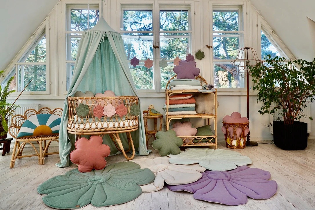 Moi Mili, legemåtte i linned, Bloom Lavender