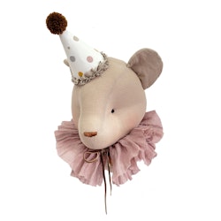 Love me decoration, beige bjørn med lyserød krave