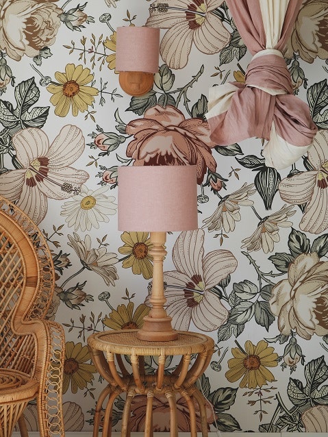 Lamps&Company, bordlampe i linned, lyserød