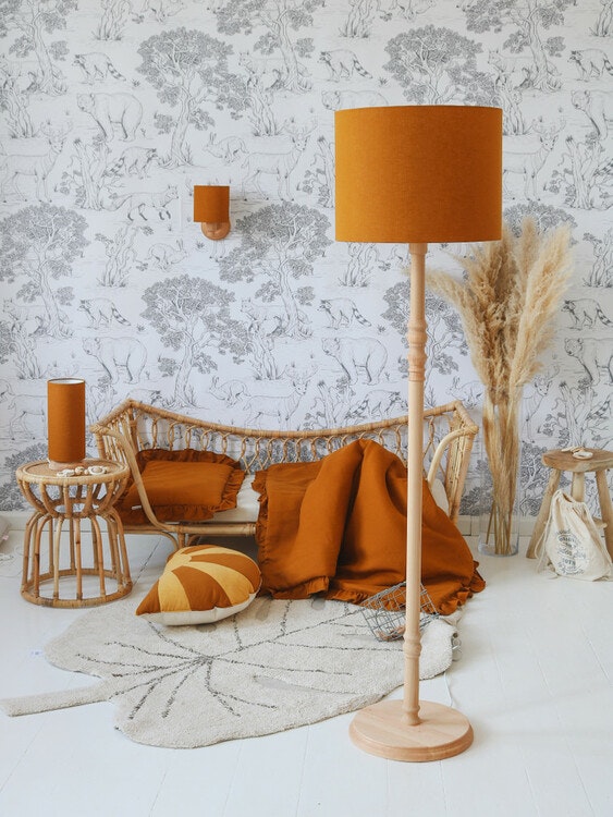 Lamps&Company, gulvlampe i linned, mustard