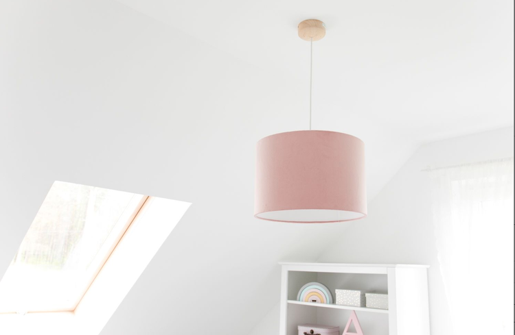 Lamps&Company, loftslampe i fløjl, lyserød
