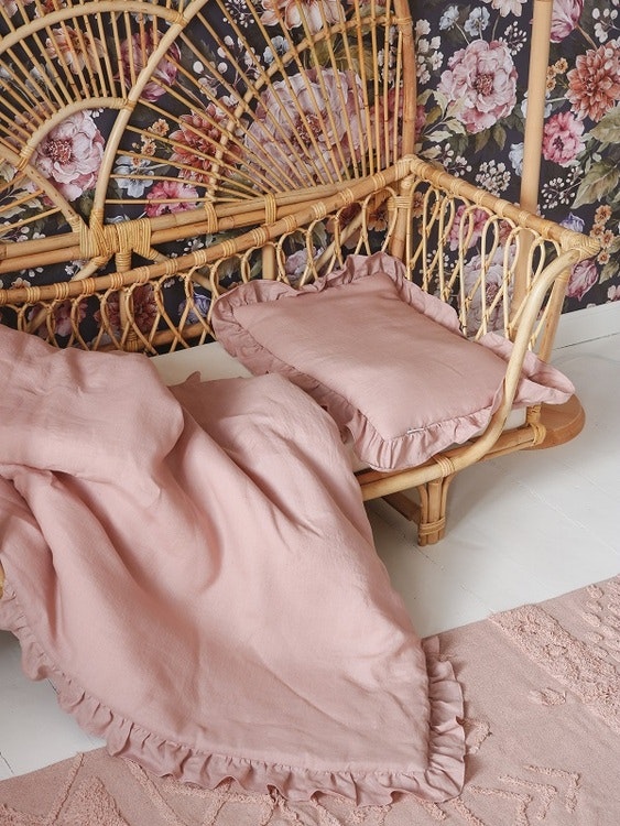 Lamps&Company, sengetøj i linned til tremmeseng, lyserød