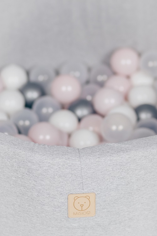 Misioo, lysegrå boldbassin med 150 bolde, grey/light pink pearl/white