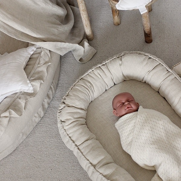 Cotton&Sweets, klassisk babynest i linned, natur