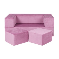 Meow, bygbart møbelsæt med børnesofa, lyserød