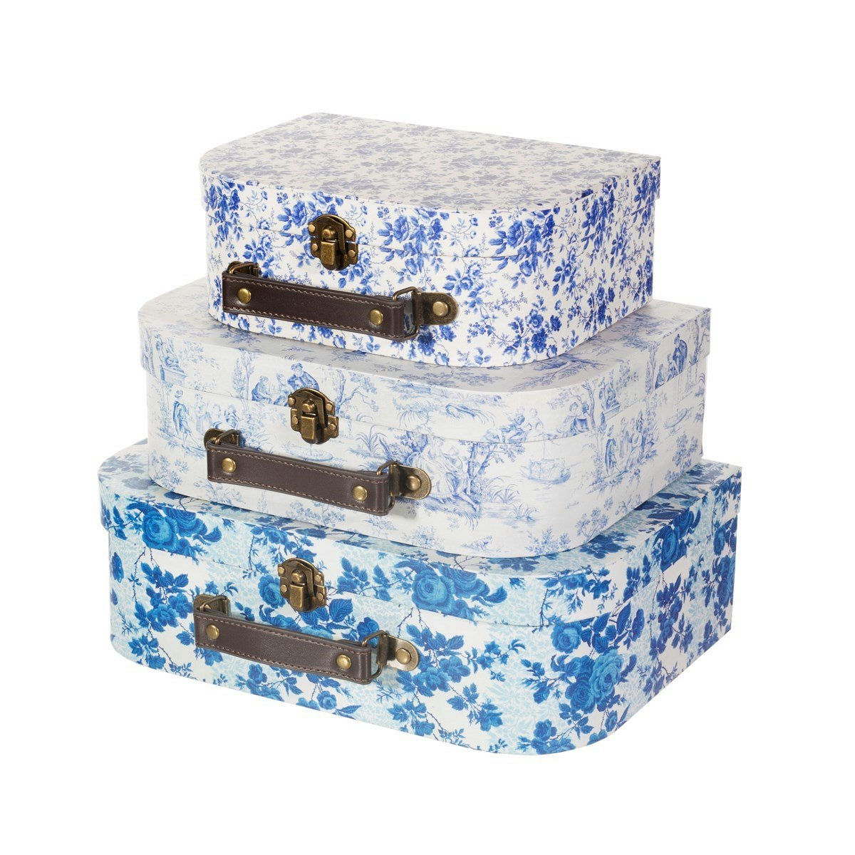 Sass&Belle, kufferter Blue and White Floral, 3 stk