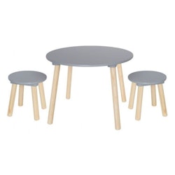 JaBaDaBaDo, møbelsæt bord med to skamler, grå