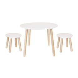 JaBaDaBaDo, møbelsæt bord med to skamler, hvid