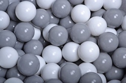 Meow, grå boucle boldbassin med 200 grå og hvide bolde