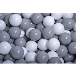 Meow, grå boucle boldbassin med 200 grå og hvide bolde