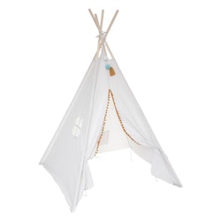 Tipi telt med pompon til børneværelset, beige