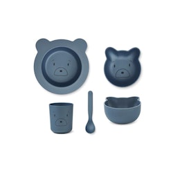 Liewood, spisestel 4-pak Joana, Mr Bear Stormy Blue
