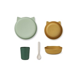 Liewood, spisestel 4-pak Paul, Cat Dusty Mint Mix