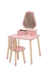 Toiletbord tulipan med kaninstol, lyserød/natur
