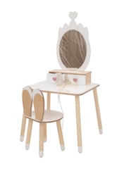 Toiletbord krone med kaninstol, hvid/natur