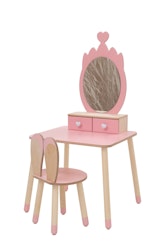 Toiletbord krone med kaninstol, lyserød/natur