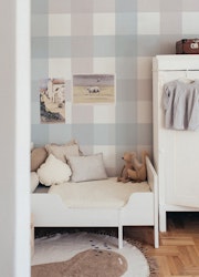 Dekornik, tapet Retro Check Beige Blue Big
