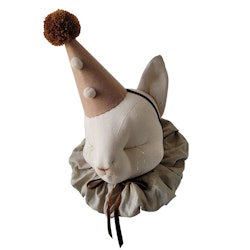 Love me decoration, vægdekoration lys beige kat med hat