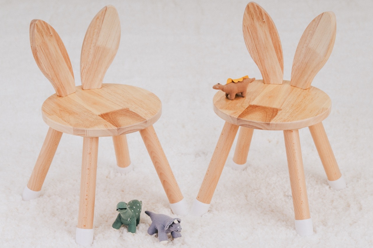 Babylove - bord med 2 kaninstole, natur