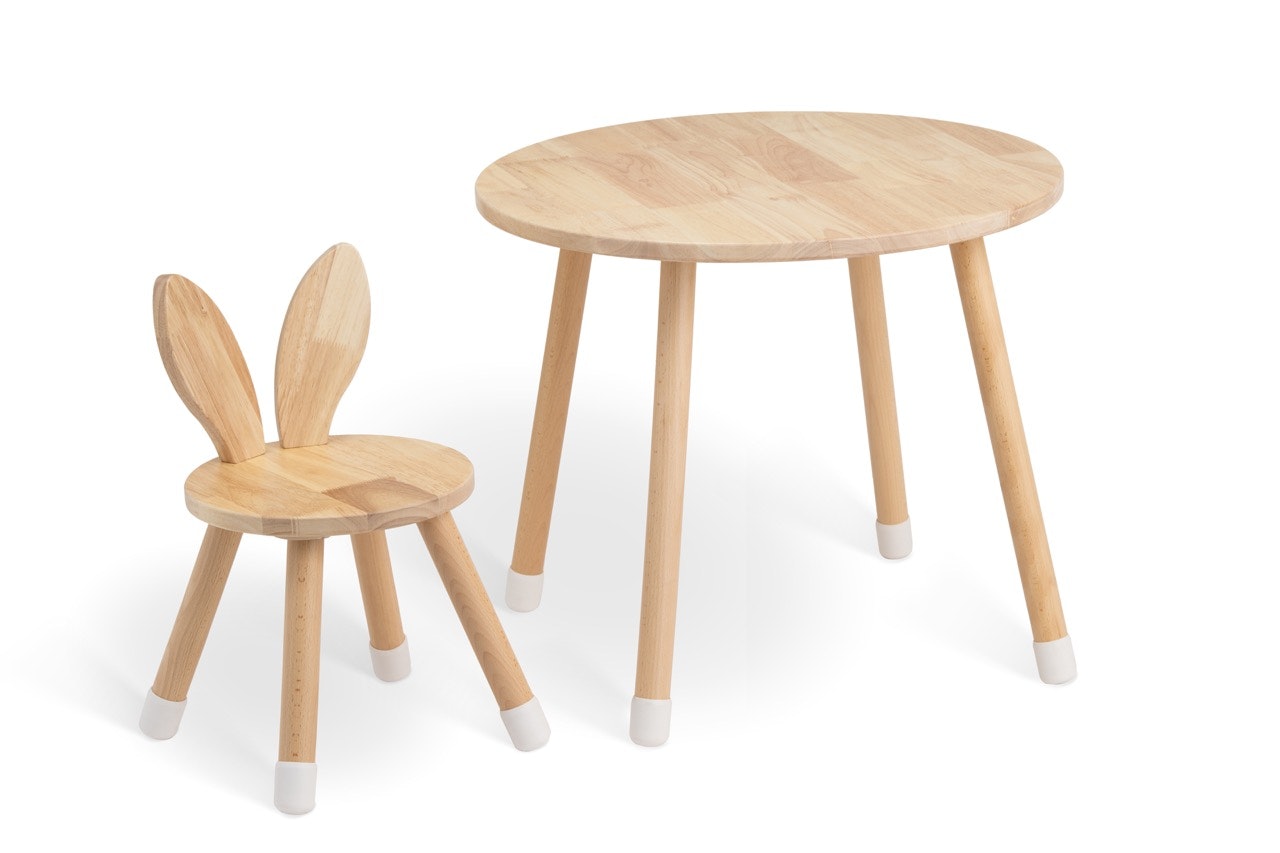 Babylove - bord med 2 kaninstole, natur