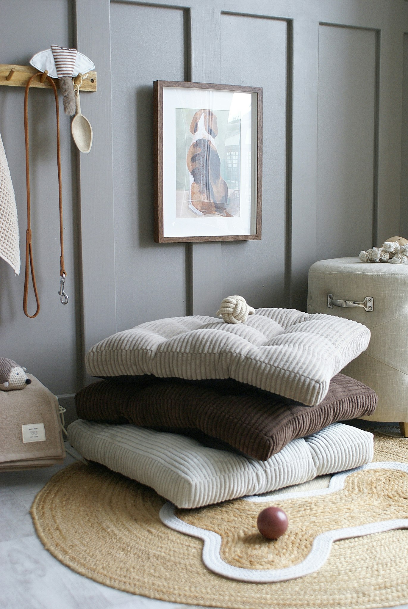 Beige pude til hundeseng/hundekurv (S)