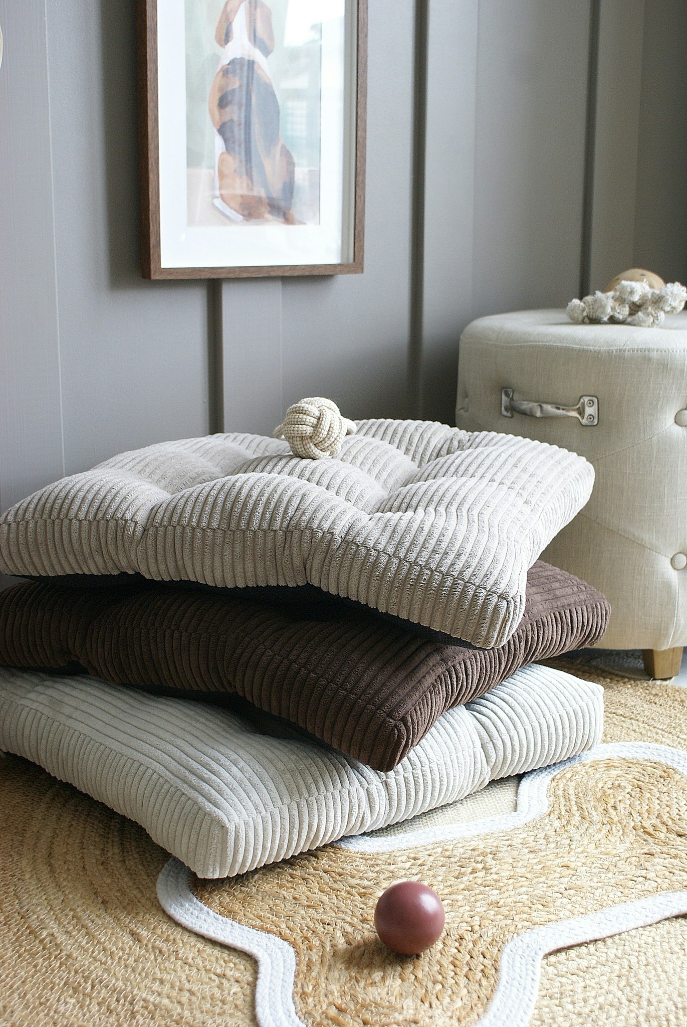 Beige pude til hundeseng/hundekurv (S)